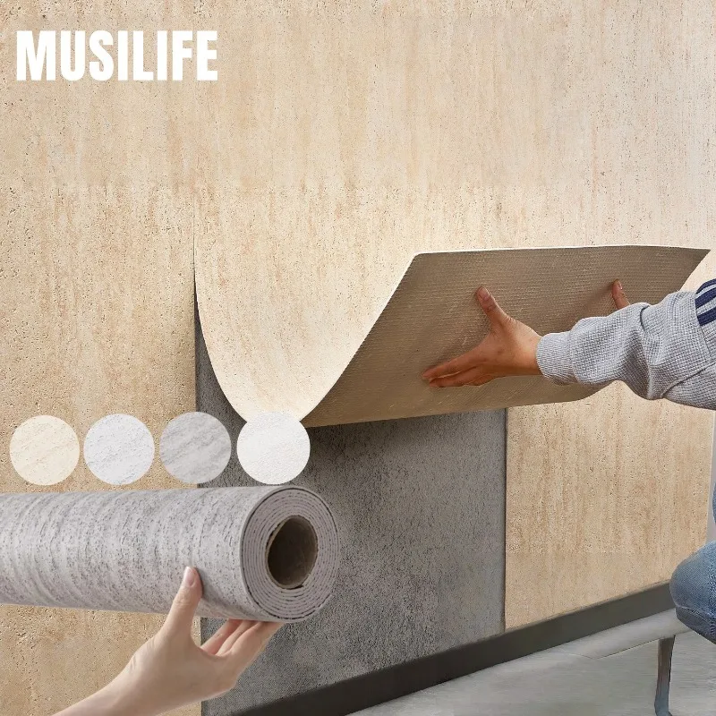 แผ่นผนังติดผนังแบบมีกาวในตัว สติ๊กเกอร์ติดผนังกันน้ำสำหรับตกแต่งห้องนอน ห้องครัว บ้าน วอลเปเปอร์แบบลอกและติดสำหรับการปรับปรุงผนัง 1