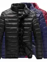 Men's Winter Large Size Cotton Jaet ort Lightweight Stand Collar Workwear Loose Fit Casual Sle Zipper Closure  Color