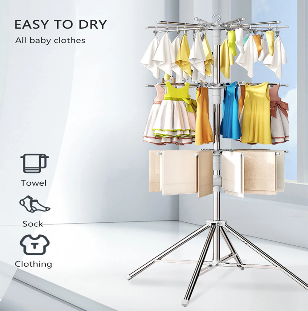 3 Tier Extendable Clothes Airer Dryer Metal Laundry Drying Rack Indoor  Outdoor