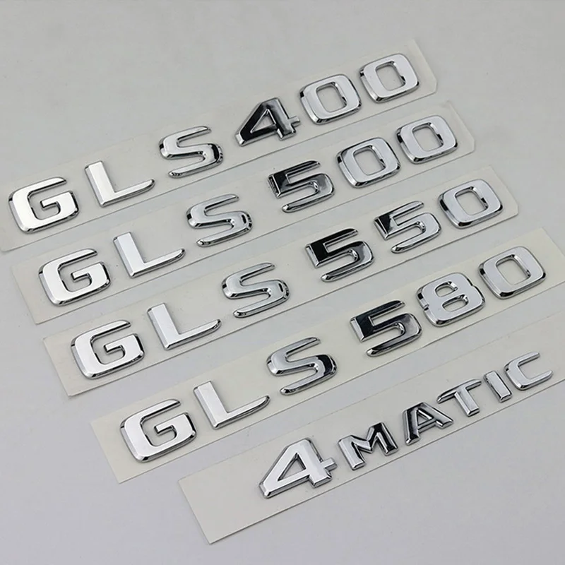 

3d ABS Letters Car Trunk Badge Sticker GLS400 GLS500 GLS550 GLS580 4MATIC Emblem Logo For Mercedes GLS X166 X167 Car Accessories