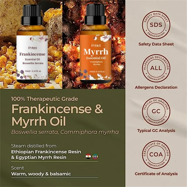 Frankincense & Myrrh for Skin, Diffuser & Candle Making Set - 100% Pure  Therapeutic Grade Essential Oils - 2x10ml - HYANG - AliExpress