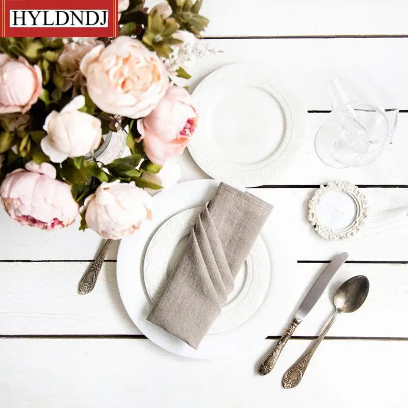 Wedding Decoration 12 Pcs Linen Napkins Linen Fabric Napkins Table Napkins for Wedding Party 4 Sizes Available