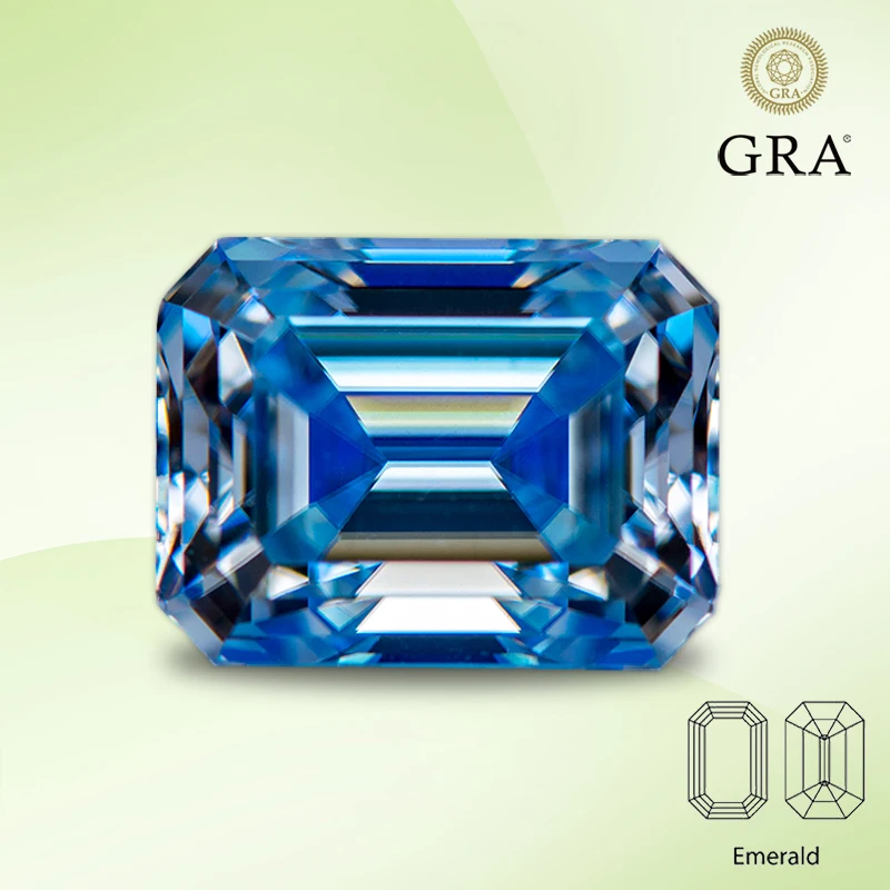

Moissanite Diamond Ice Blue Color Emerald Cut Lab Created Gemstone for Advanced Jewelry Making Materials with GRA Certificate