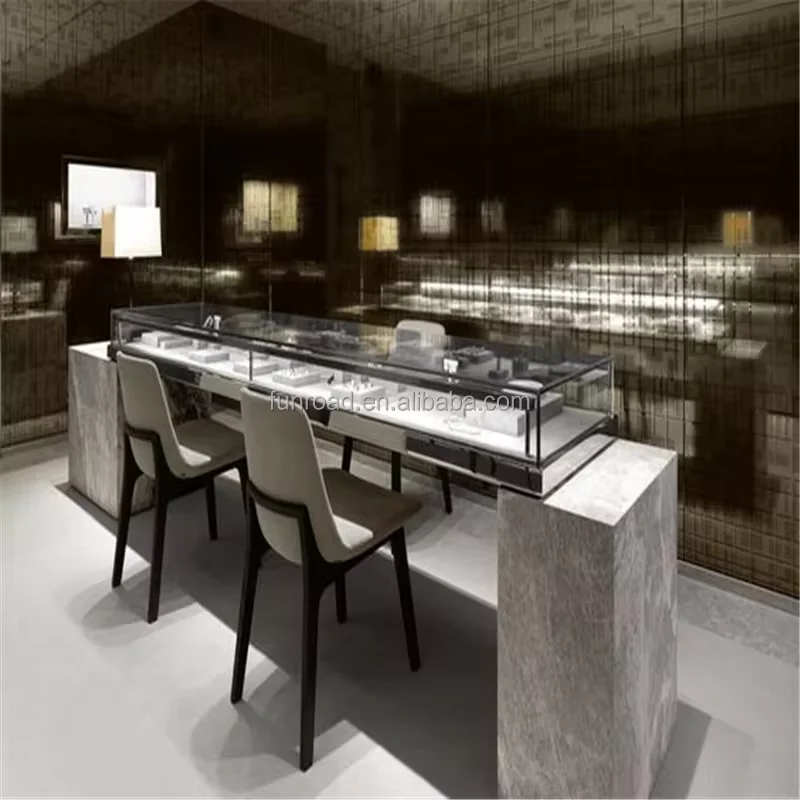 커스텀 쥬얼리 캐비닛, LED 조명, 럭셔리 쇼룸 카운터, 스테인레스 스틸 매장 가구, 유리 쥬얼리 디스플레이