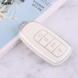 Deluxe TPU Keychain Car Key Cover and Holder (White)