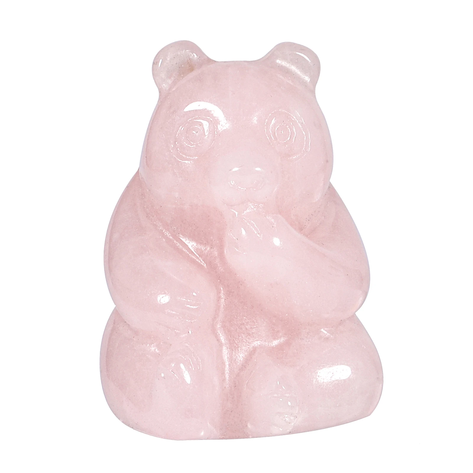 Natural Rose Quartz Bear Statue Healing Crystal Stone Hand-Carved Animal Figurines For Room Decor Home Small Ornaments
