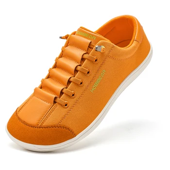 HOBIBEAR Wide Toe Barefoot Shoes for Unisex Minimalist Artificial Leather Sneakers Lightweight Adjustable Slip On Walking Shoes 1
