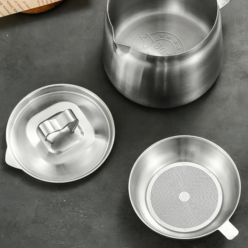 Oil Pot,Oil Pot Stainless Steel Large Capacity Oil Fryer And Filter Cup Combo Versatile Filter For Kitchen