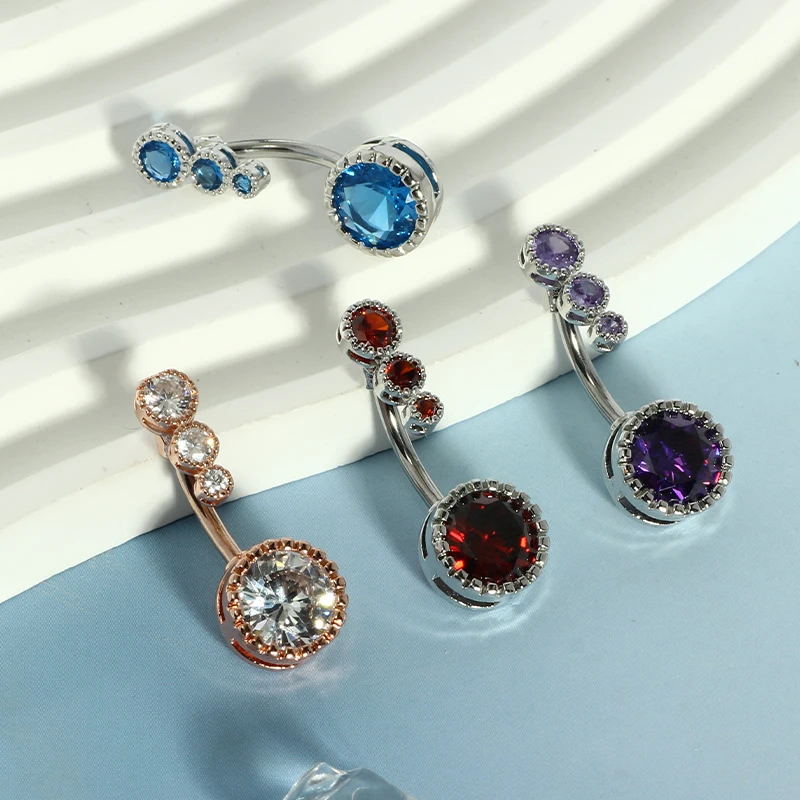 7 color choose stainless steel belly button rings crystal navel jewelry for women 14 gaugess belly button piercings wholesales