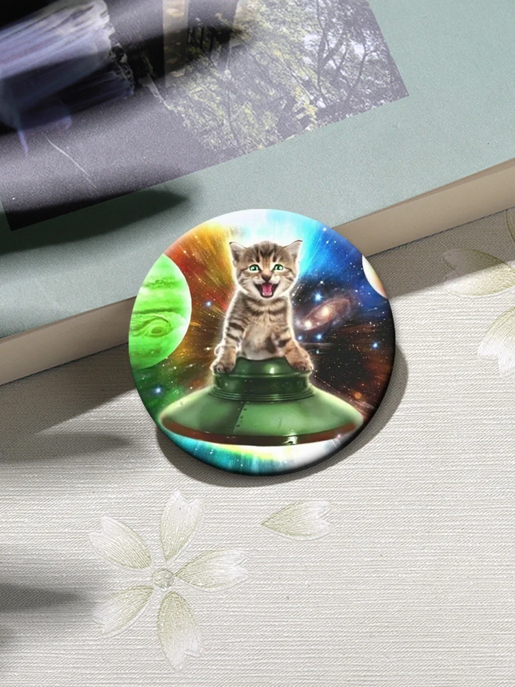 Cute Funny Rainbow Alien Cat Button Pins Backpack Clothing Decor Brooch Cartoon Science Fiction Badge Jewelry Gifts for Kids