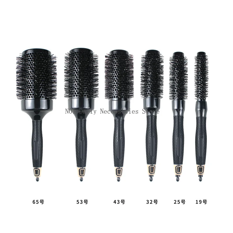 Professioneller 1/6-teiliger schwarzer antistatischer Haarkamm, Hochtemperatur-Rundkamm, Haarbürste, Entwirrkamm, Haarstyling-Werkzeuge 2 #