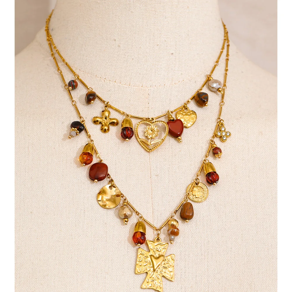 Yhpup Double-Layer Waterproof Resin Necklace