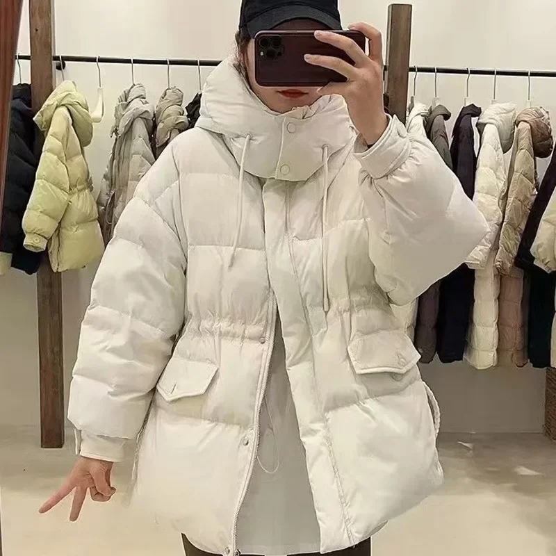 

2024 New Women Down Jacket Winter Coat Female Mid Length Version Parkas Thick Warm Outwear Hooded Fashion Versatile Overcoat