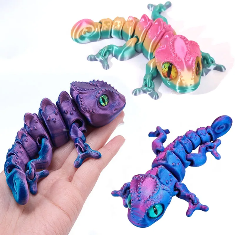 New 3D Printing Chameleon Figures Multi-joint Movable Simulation Eyes for Home Accessories Kids Gift Room Decoration 3d Принтер