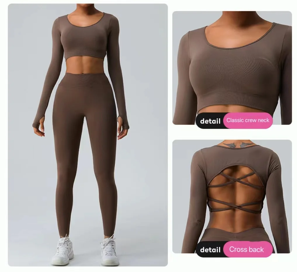 Women's tracksuit Seamless Yoga Set 1-2PCS Workout Sportswear Gym Clothing Drawstring High Waist Leggings Fitness Sports Suits