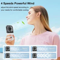 Folding handheld fan USB charging digital display outdoor mini neck hanging power bank fan，gift 3