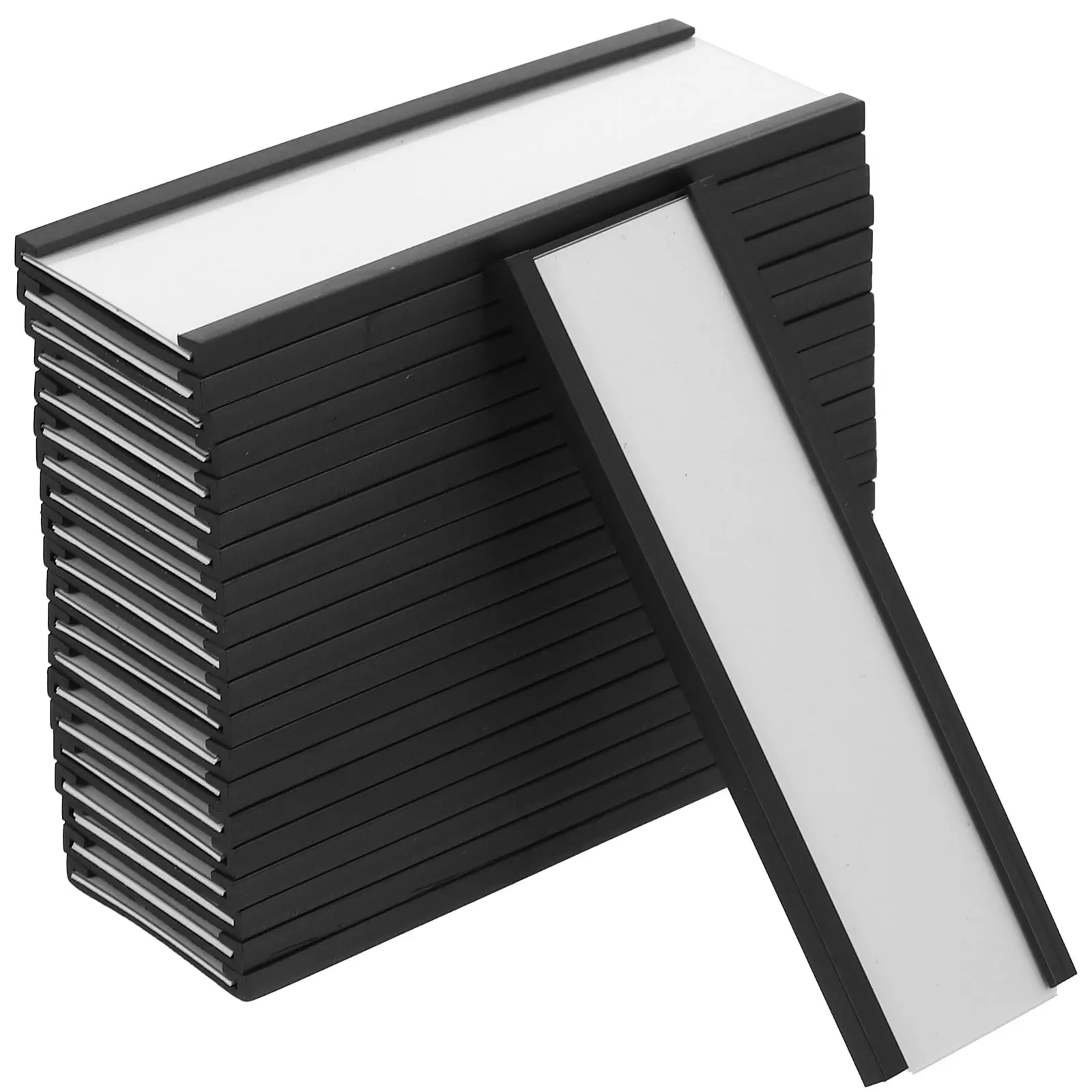 30 PCS White Board Sign Card Label Holder Data Portable Metallic Line 76x25mm Practical Compact Channel Magnetic Premium Man 2