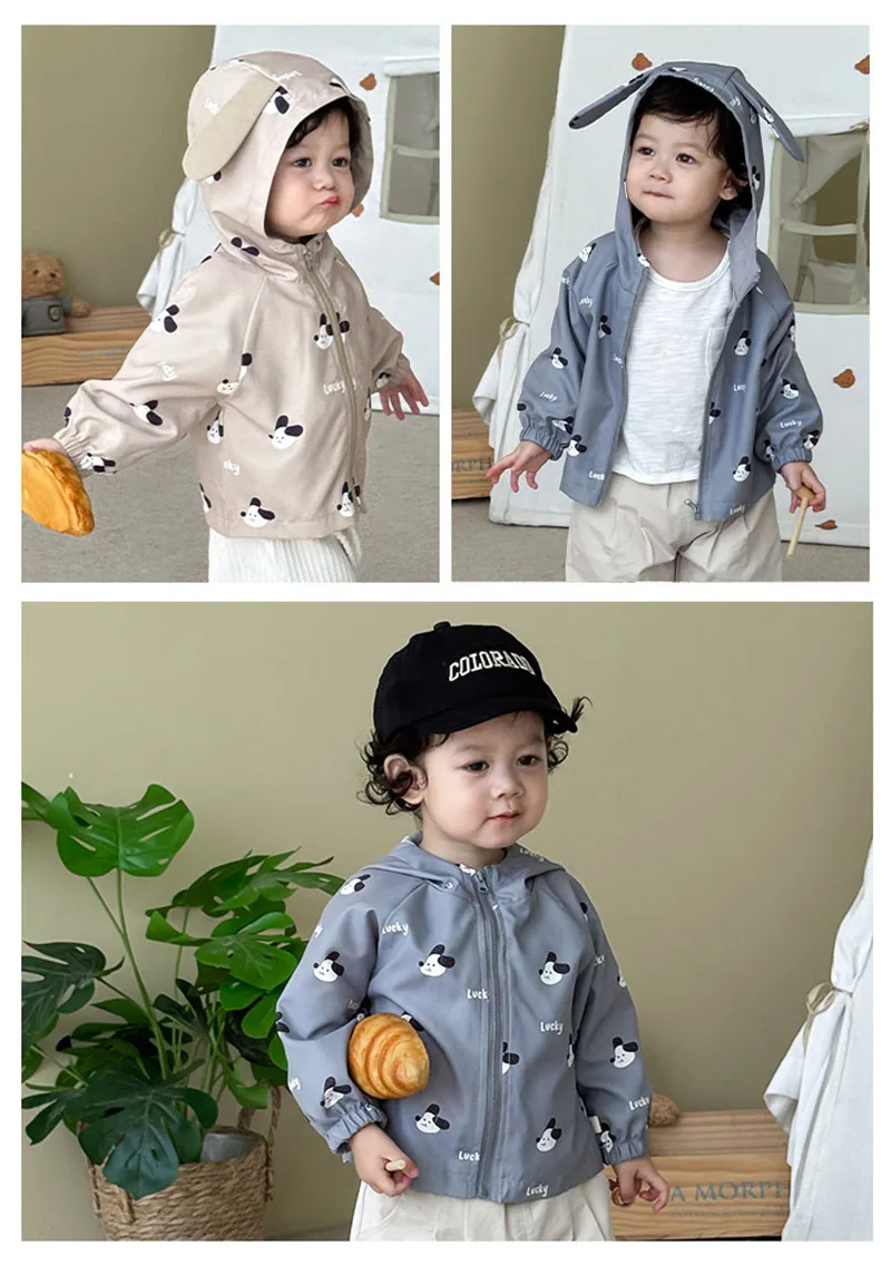 Autumn Kids Cartoon Coat Hooded Soft Jacket