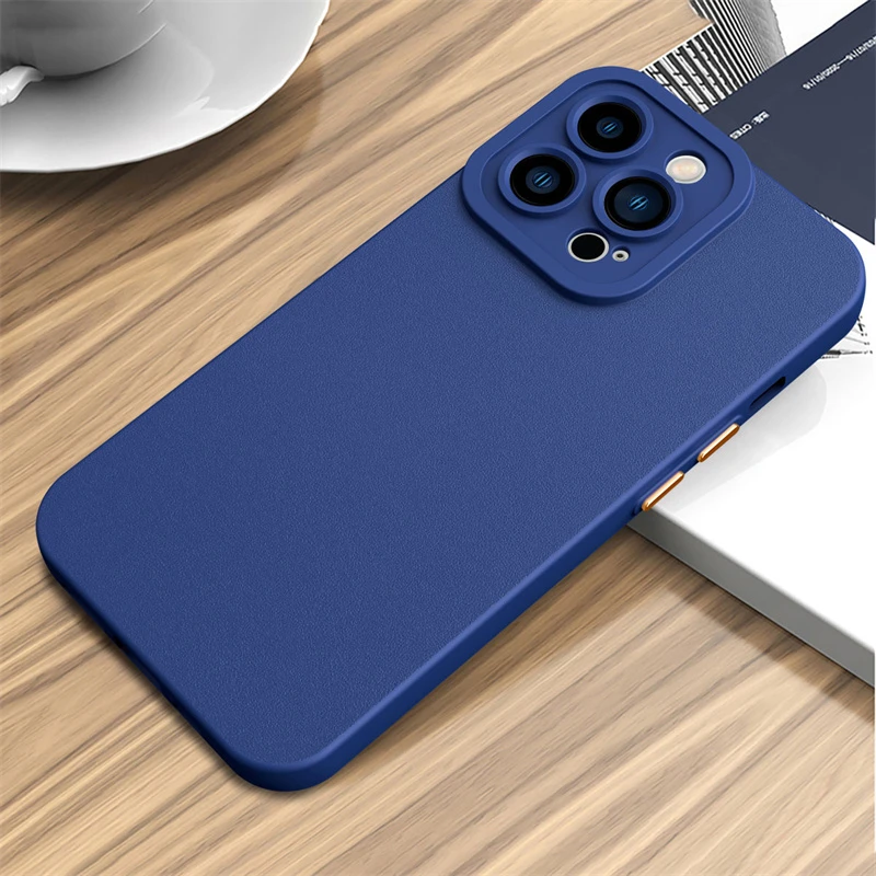 iphone 13 mini slim case Solid Color Leather Texture Silicone Phone Case For iPhone 13 12 11Pro Max X XR XS Max 7 8 Plus Camera Protection Soft TPU Cover iphone 13 mini case cheap