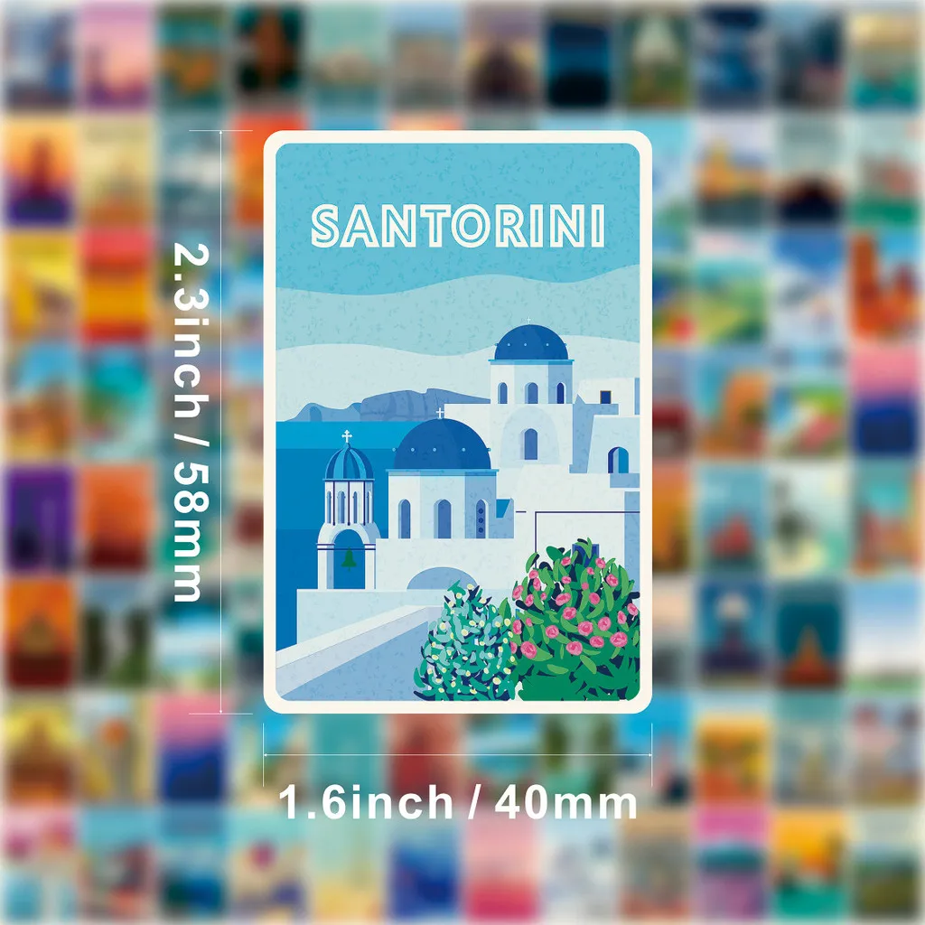 108개 신규 풍경 포스터 스티커 - 빈티지 풍경 스크랩북 재료, 팩당 6장 애니메이션월드 스토어