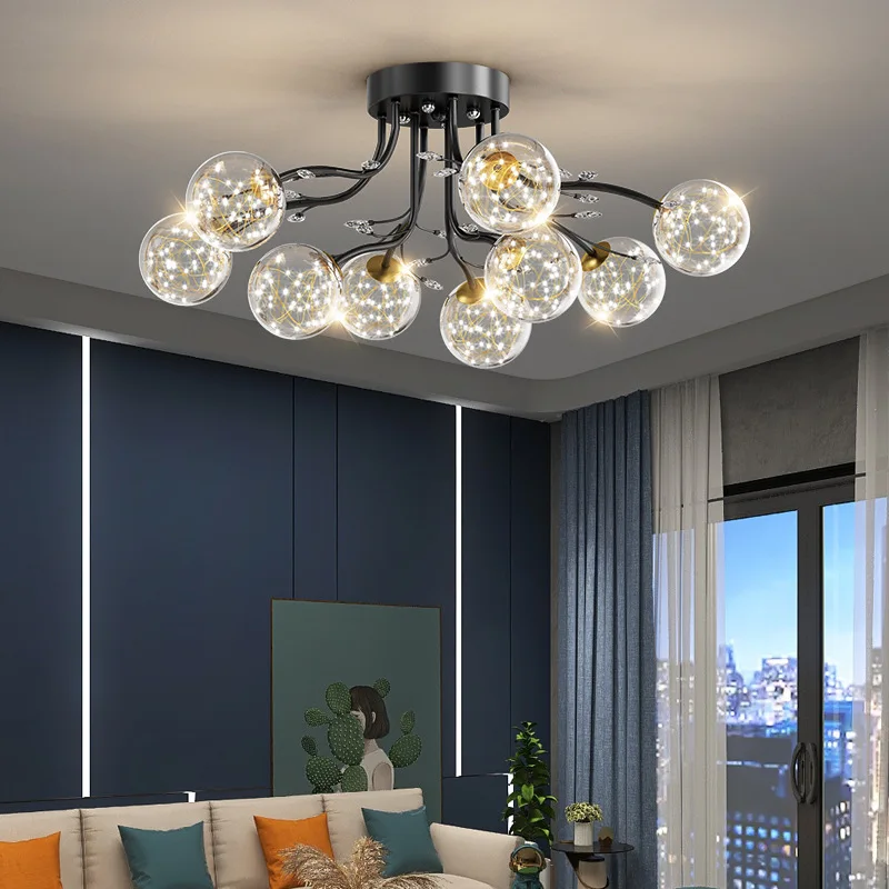 Nordic Glass Ball Ceiling Chandelier Gold for Living Dining Room Bedroom Decor Pendant Lamp Home Indoor Lighting Fixture ceiling chandelier