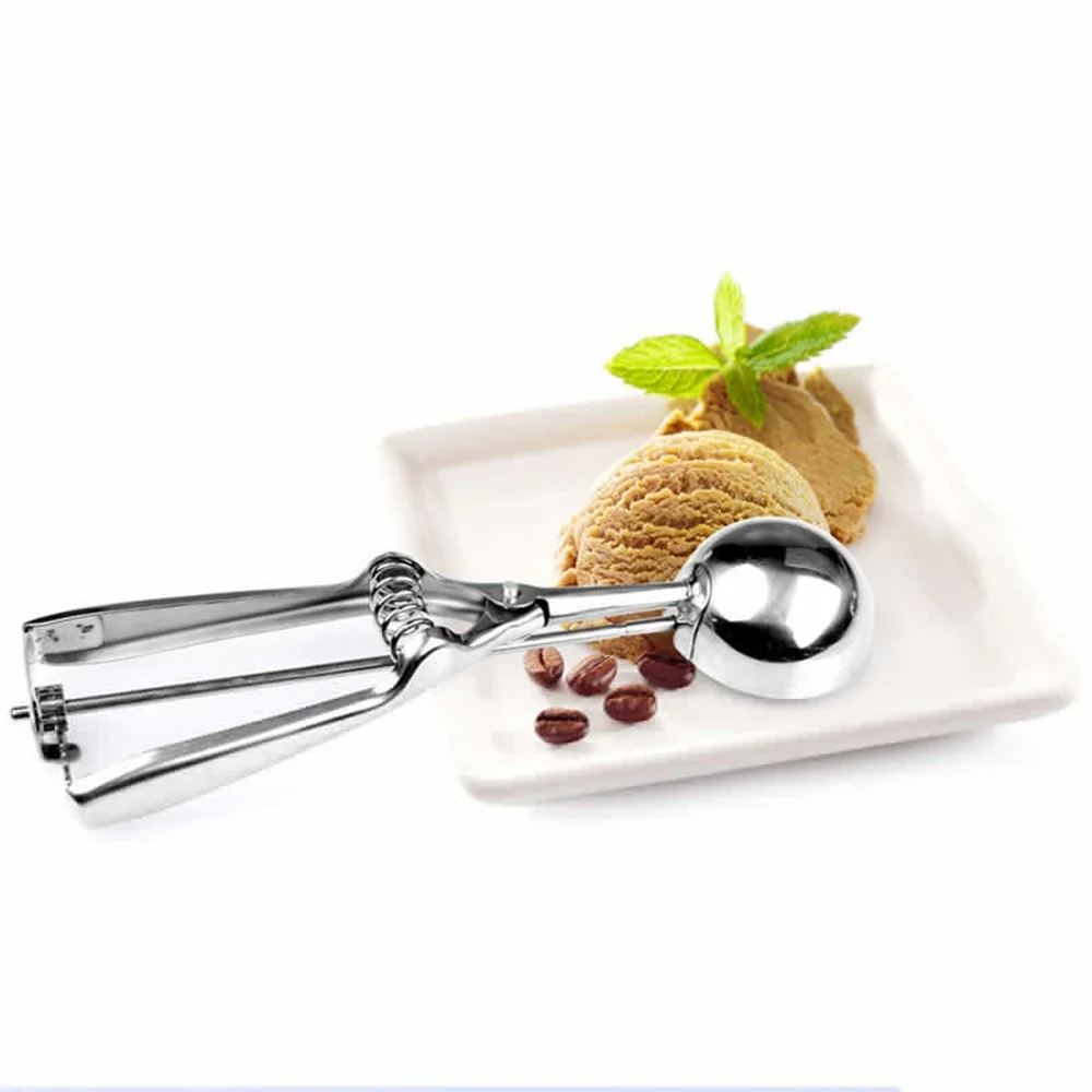 New Kitchen Ice Cream Mash Potato Scoop Stainless Steel Spoon Spring Handle Kitchen Accessories 3 size for choose