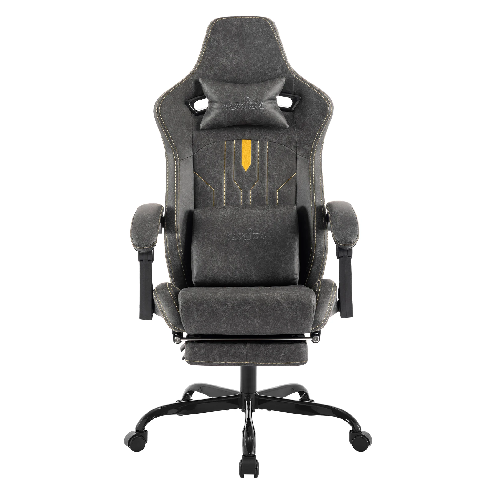 bigzzia Sedia Gaming Ergonomica con Poggiapiedi, Sedia Gamer Premium con Tessuto Traspirante, Schienale e Poggiapiedi Regolabili, Massimo Comfort per Poltrone da Ufficio per Gioco, 150kg(Grigio