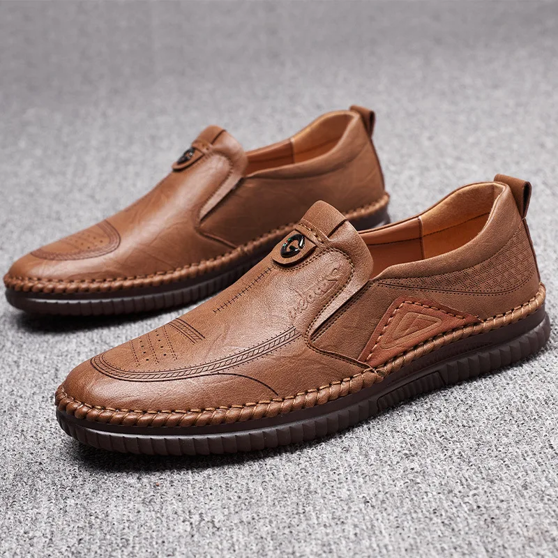 Man Retro Penny Handmade Loafer Genuine Cow Leather Shoes