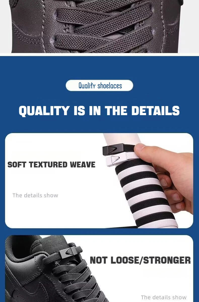 1 Paar Schnürsenkel ohne Krawatte, elastische Schnürsenkel, Turnschuhe, Stiefel, Schnürsenkel ohne Krawatten, für Kinder und Erwachsene, 8 mm breite Gummibänder, flache Schnürsenkel – Detail 9