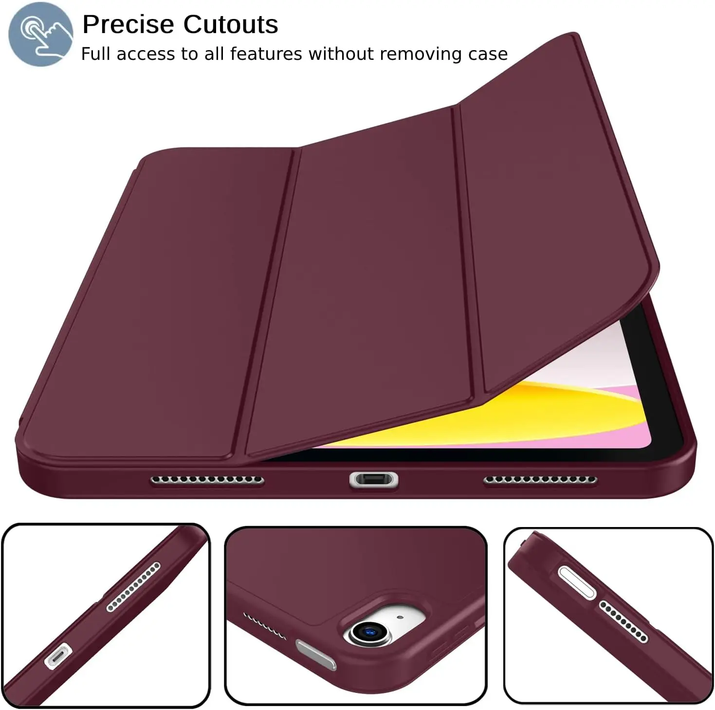 Trifold Stand Smart Cover with Soft TPU Back and Auto Wake/Sleep功能
