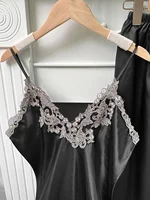 5 Piece Satin Sleep Set  Lace Trim Slip Dress   Cami Top  Ruffle Shorts  Lounge Pants  Women's Loungewear   Sleepwear - Image 4