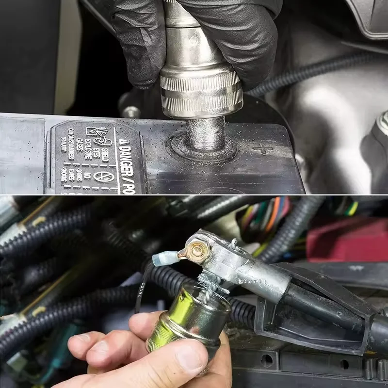 Battery Cleaning Brush Car Battery Dirt Brush Battery Pole Cleaning Tool Cleaning Cable Clamp Removing Oxide Layer on the Inner Wall of the