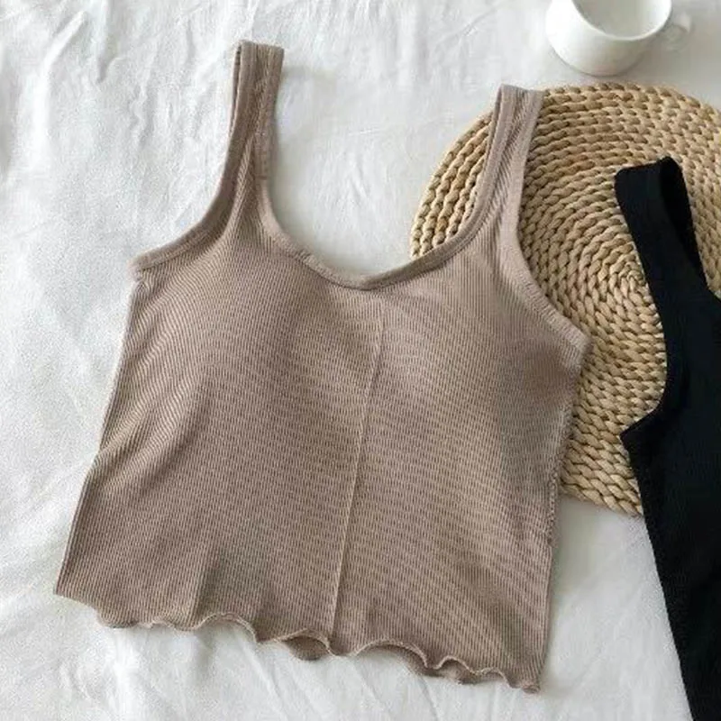 

Красивый универсальный жилет без рукавов с U-образным вырезом, с бюстгальтером внутри и снаружи