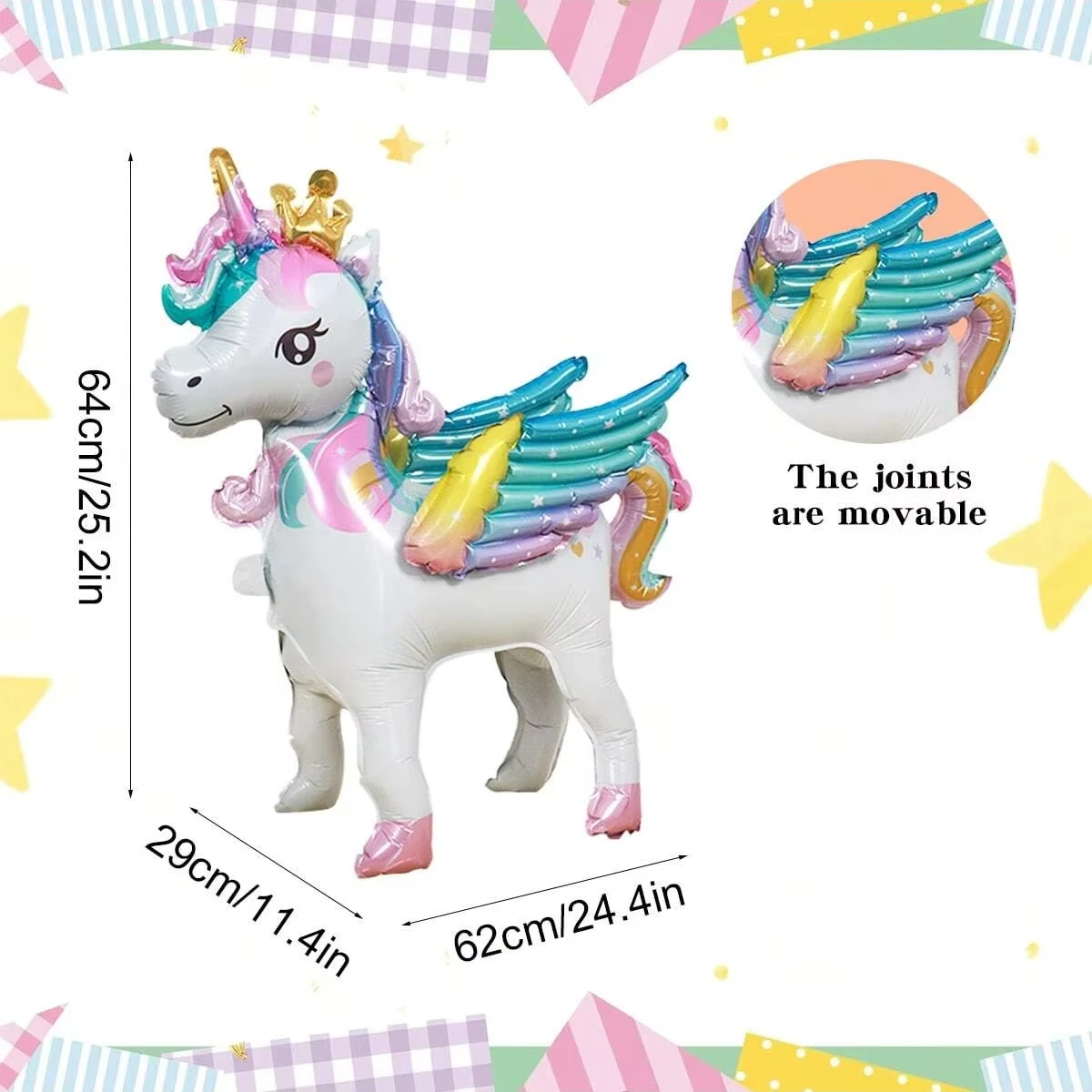3D Stehender Einhorn-Folienballon Geburtstagsparty-Dekoration Regenbogen-Einhorn Party-Dekorationszubehör Geschenke – Detail 4