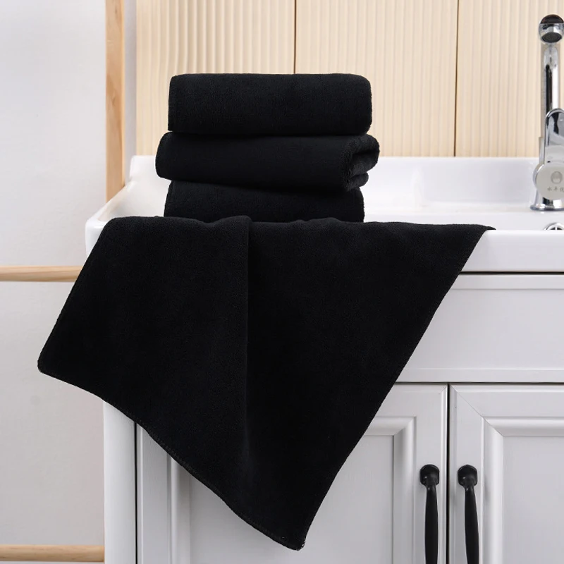 Microfiber Black Soft Strong Water Absorption Towels hotel beauty salon Spa Bath Hair Drying Towel home Kitchen cleaning Towe 6