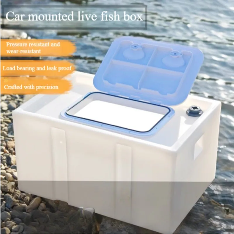 40L Thickened Food Grade PE Plastic Outdoor Fishing Car Anti Overflow Sealed Live Fish Box Transportation Fish Bucket