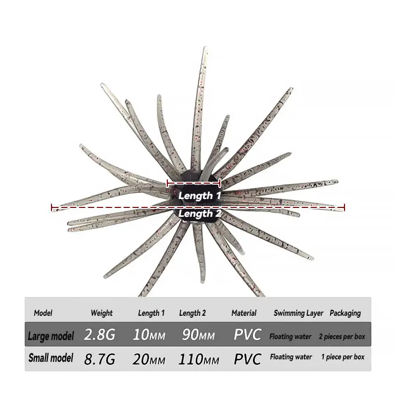 Bazooka TPE Fishing Lure 2g 8g Simulated Sea Urchin Lures Soft Silicone For Bream Pike Bass Mandarin Tilapia Gears Winter Biats - Image 2