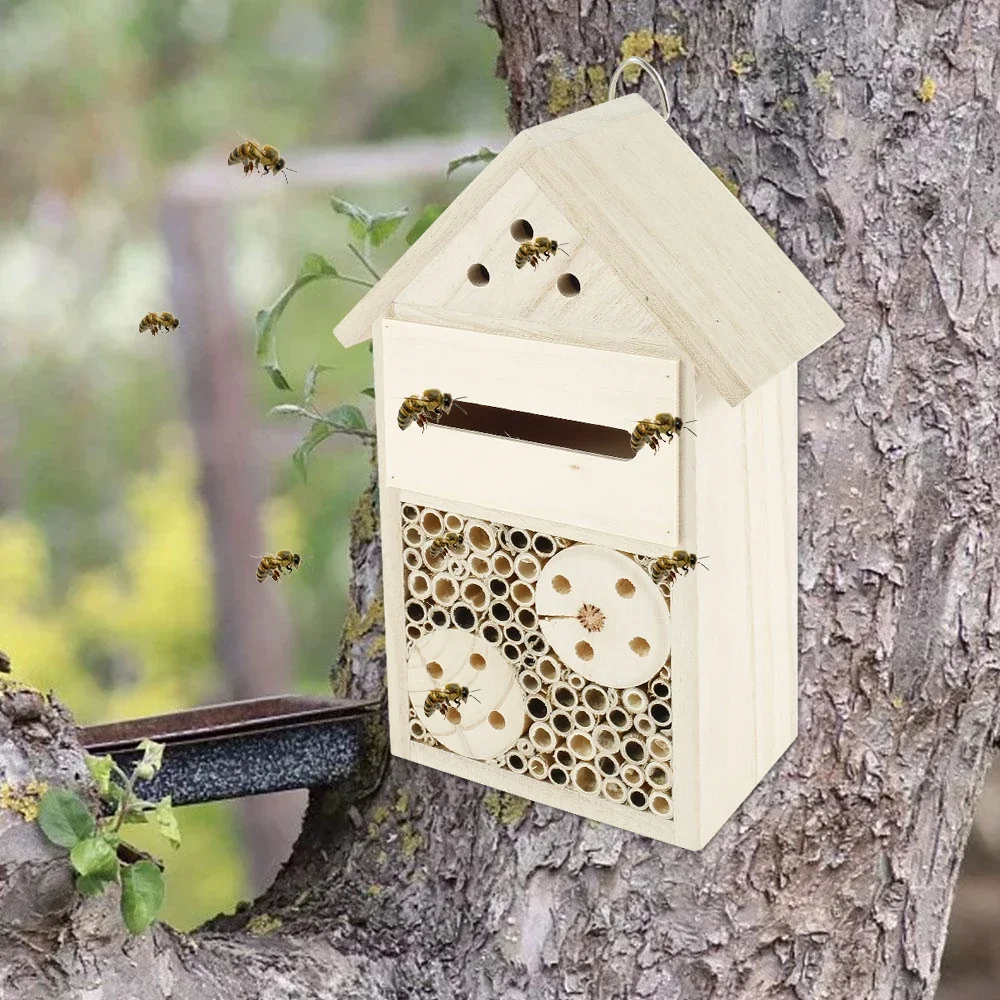 Wooden Insect House Bees Nesting Habitat Beekeeping Equipment For Garden Decoration beekeeping tools bee breeding box