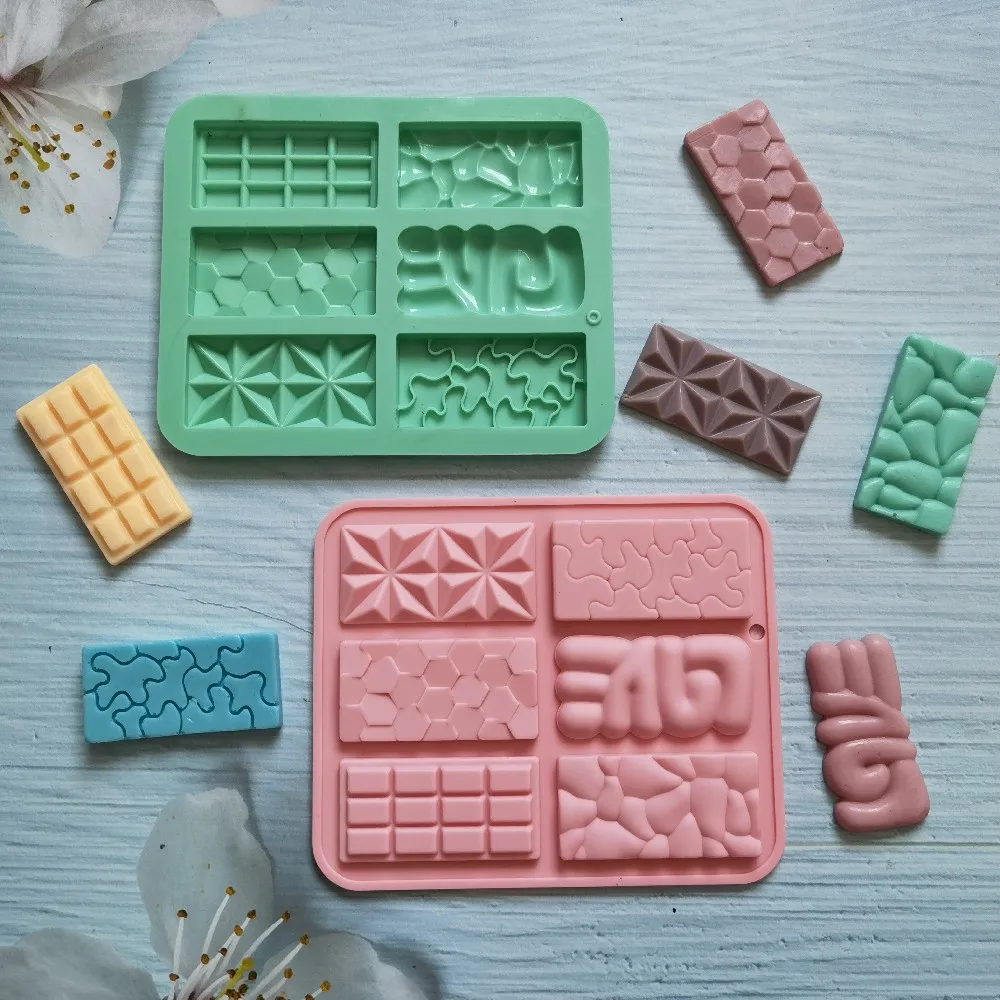6CavityRectangleShapeIceCubeSquareChocolateSiliconeMold