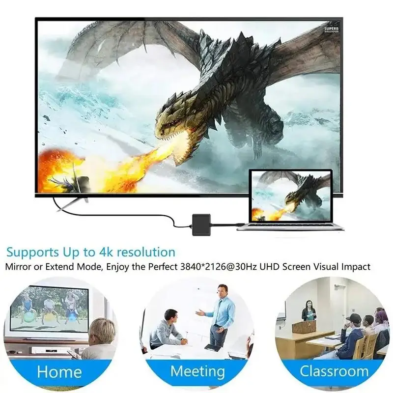 3 In 1 Usb Hub USB C to HDMI-compatible Splitter USB HUB Type-c to HDTV USB 3.0 Docking Station For Laptops PC Macbook Converter