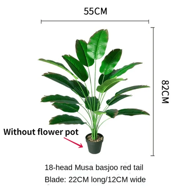 82 Cm/3 Mesterséges Levélnövényekben Nagy Hamis Banánfa Levelek Bonsai Virágkert Otthoni Nappali Dekoráció Kültéri Dekorációk - Image 3