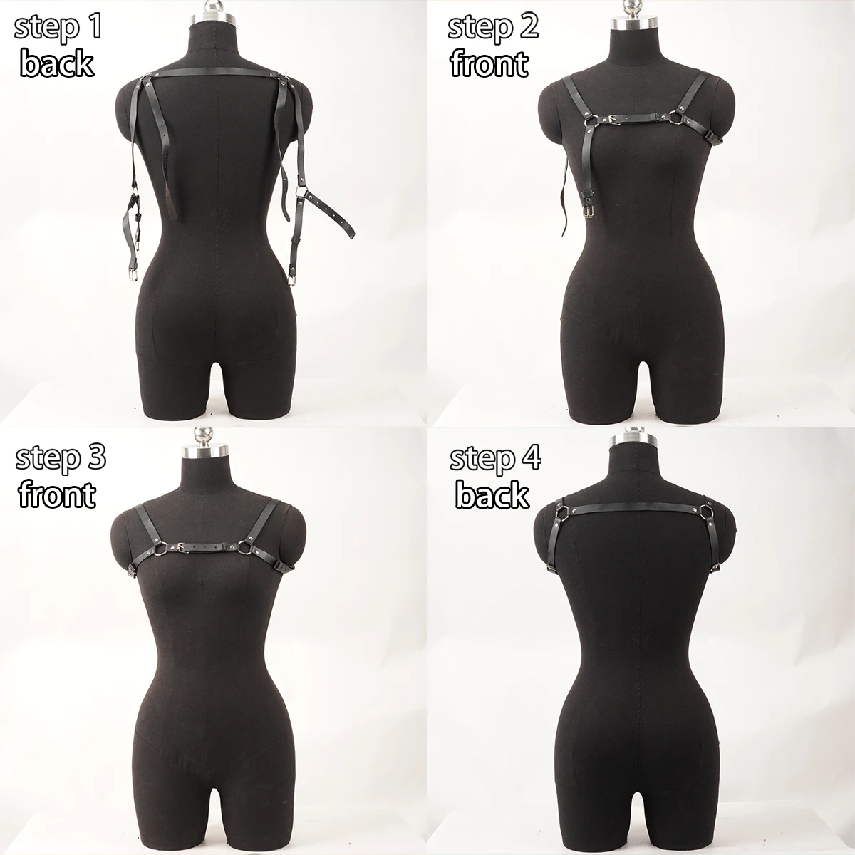 Damen Mode Taillengürtel Lederriemen Brustgurt Hosenträger für Frauen Dekorative Harness-Riemen Gothic Kleidung Accessoires – Detail 4