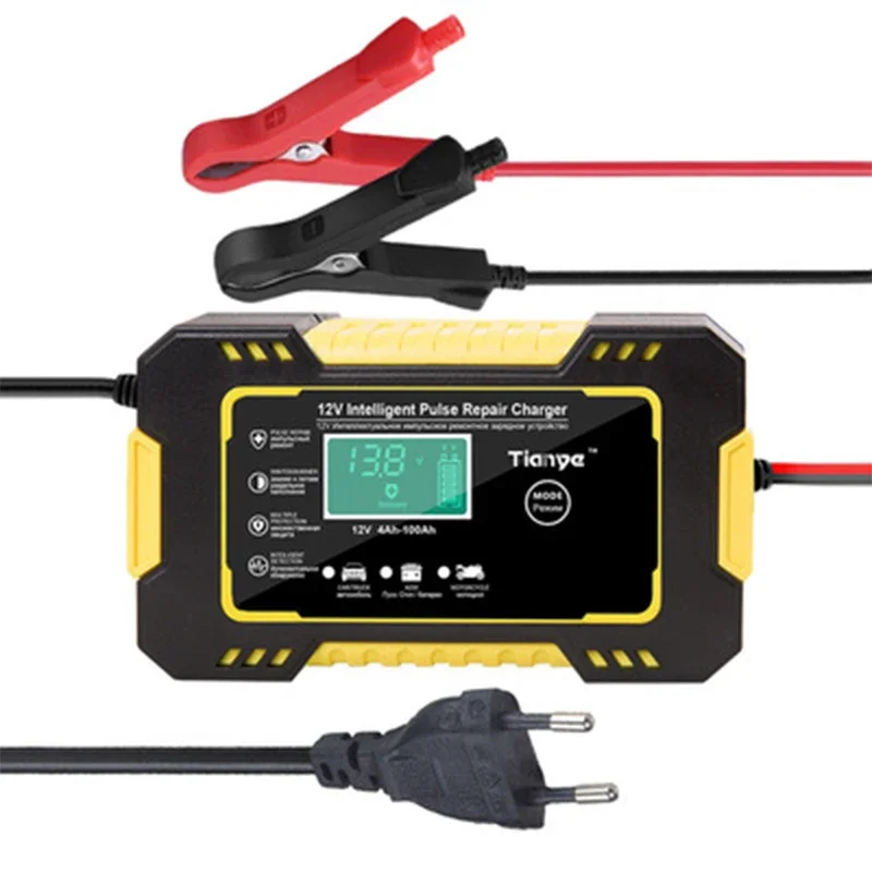 Full Automatic Car Battery Charger 12V 6A Digital Display Battery Charger Power Puls Repair Chargers Wet Dry Lead Acid