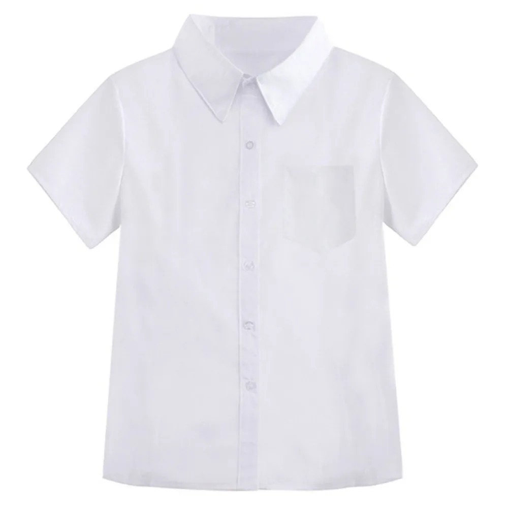 Camisa Blanca Clásica Informal, Camisa Básica de Corte Holgado, Estilo Preppy, Blusa de Manga Corta, Temporada de Gradua