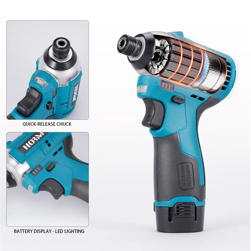 12V Brushless Lithium Electric Screwdriver Drill 120N.m