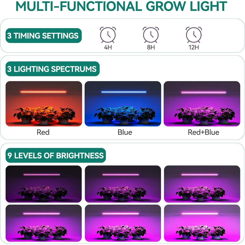 62x27x20 Inch 4-storey Mini Greenhouse, Indoor Greenhouse with Growth Lights, Outdoor Portable Walk-in Greenhouse with Timer 2