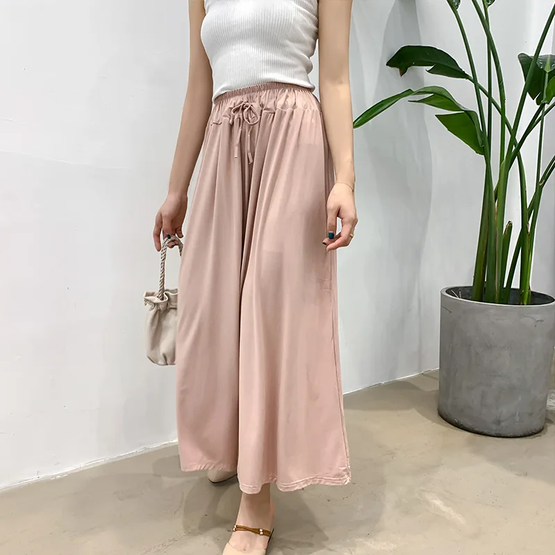 Spring/Autumn New Arrival Women's Loose High-Waist Casual Broadleg Pants with Modal Elastic Waist 9-Minute