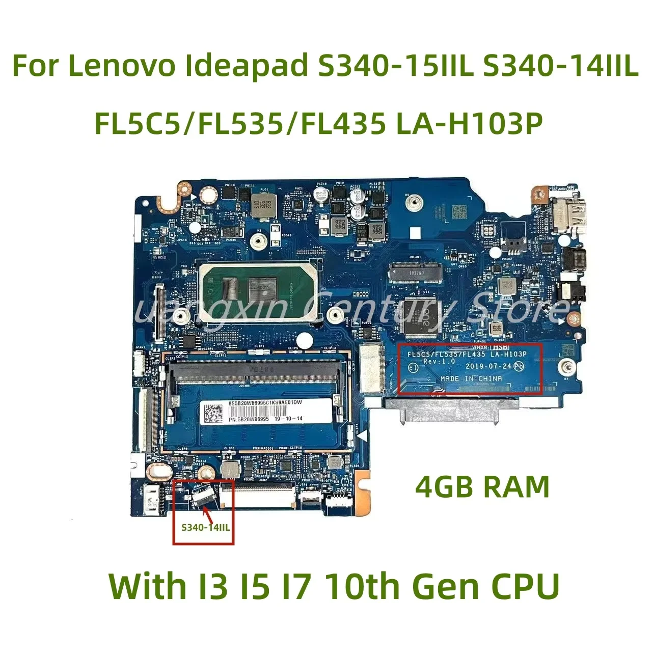 LA-H103P Motherboard For Lenovo Ideapad S340-15IIL/S340-15IIL Touch Laptop Mothe