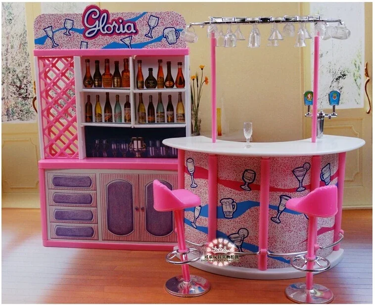 Mini Furniture For Barbie 30 cm House Happy Hour Relax Time pink