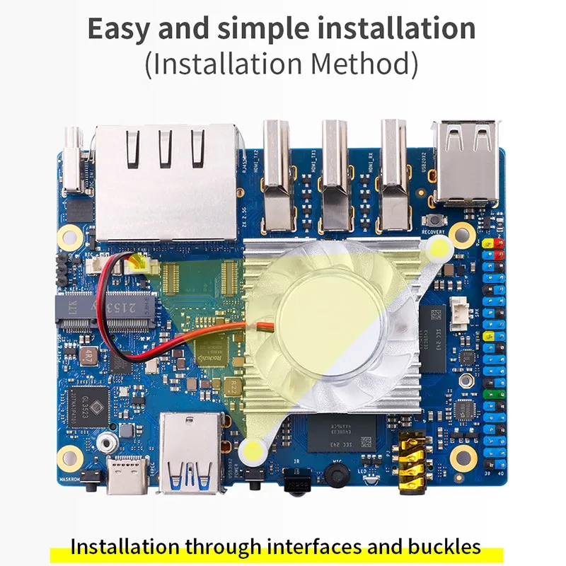 Aluminum Cooling Fan for Orange Pi 5 Plus Development Board All-in-one Active Cooling Fan Radiator for OPI 5 Plus